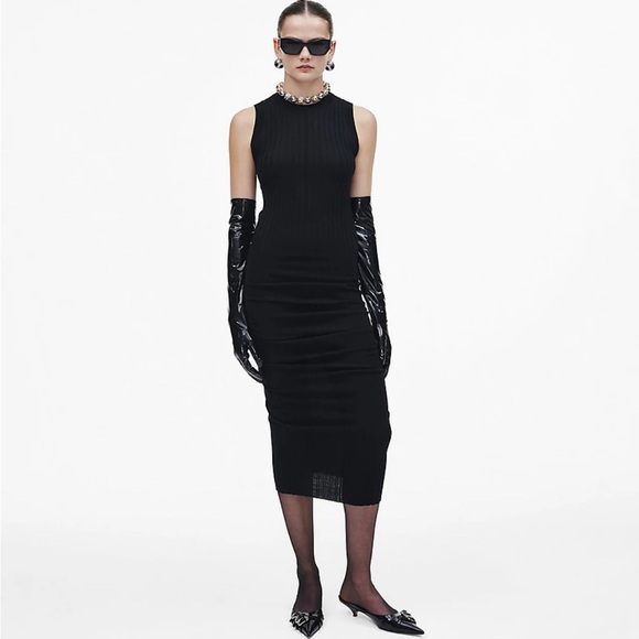 FINE RIBBED MERINO TWISTED DRESS. - Picture 1 of 3